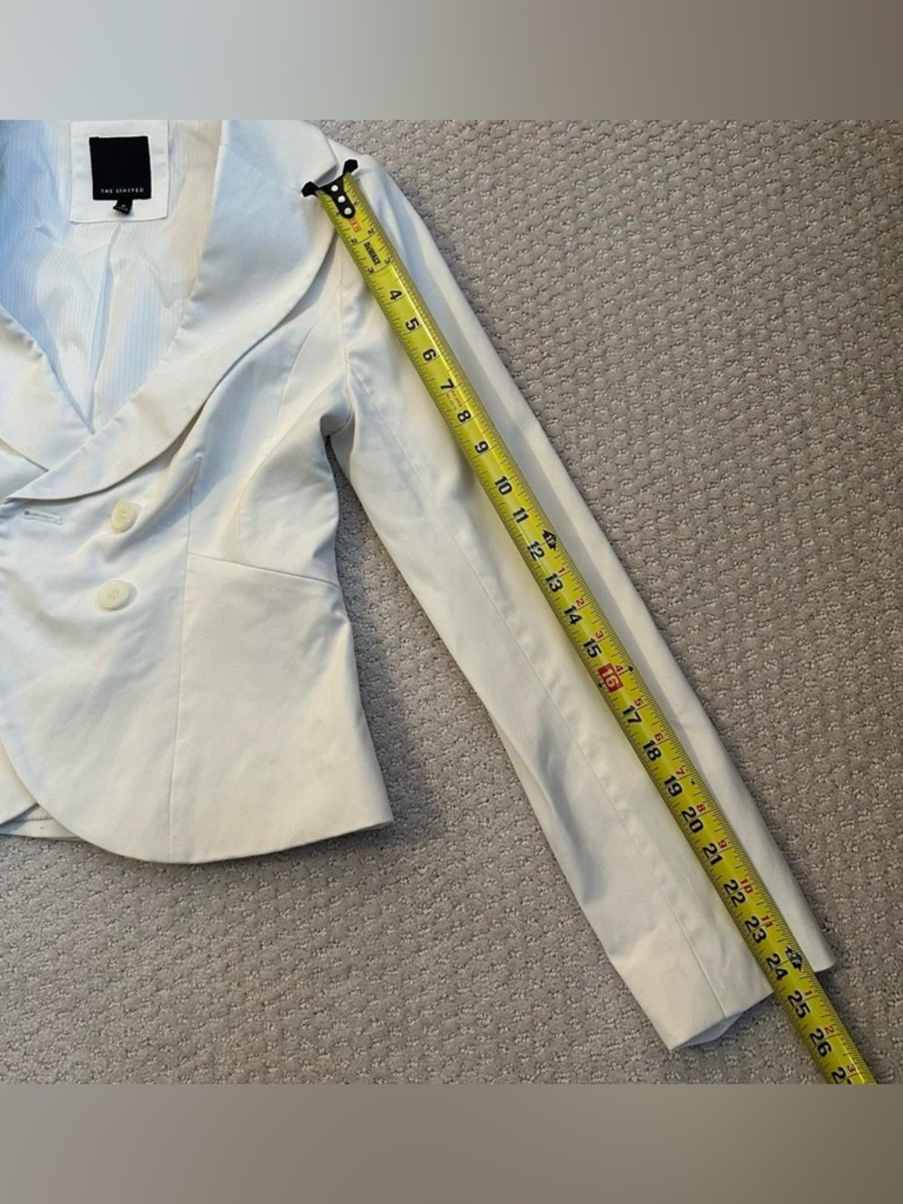 The Limited Ivory White Double-Breasted Fitted Blazer Jacket | Medium - Picture 8 of 8